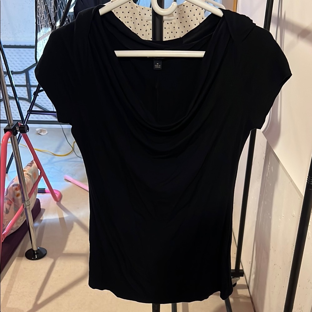 Banana Republic Black Fitted Cap Sleeve Blouse
